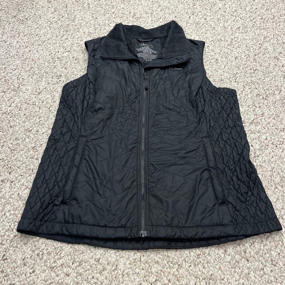 LL Bean Fleece Lined Primaloft Vest L Black Outdoor Gorpcore Fall Winter Hike